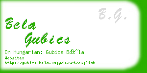 bela gubics business card